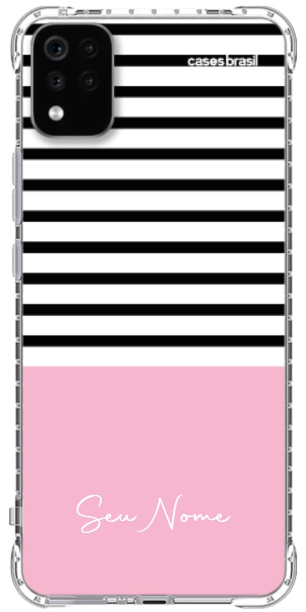 Capinha para Celular Listras Base Rosa