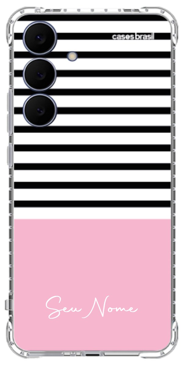 Capinha para Celular Listras Base Rosa