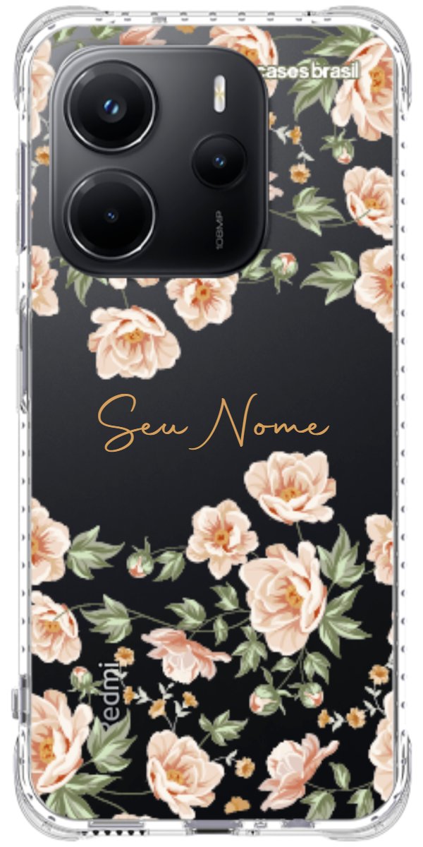 Capinha para Celular Flores Alaranjadas