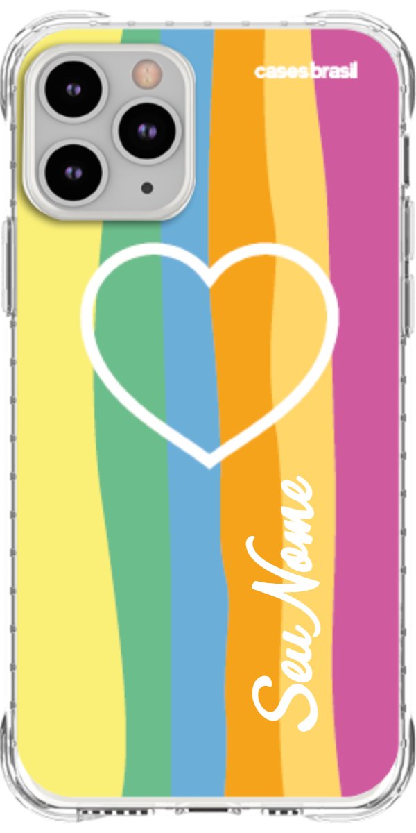 Capinha para Celular Coração delicado Arco-íris Vertical