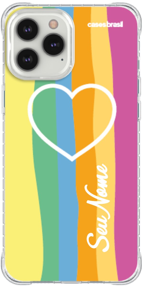 Capinha para Celular Coração delicado Arco-íris Vertical