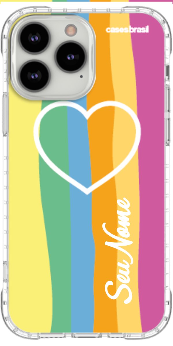 Capinha para Celular Coração delicado Arco-íris Vertical