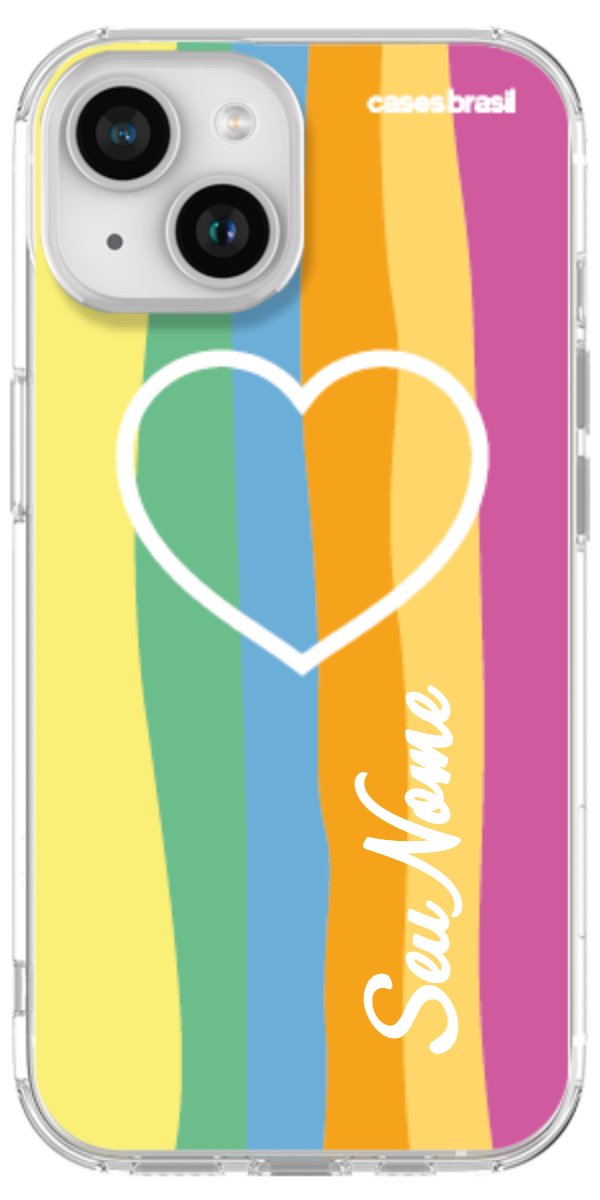 Capinha para Celular Coração delicado Arco-íris Vertical