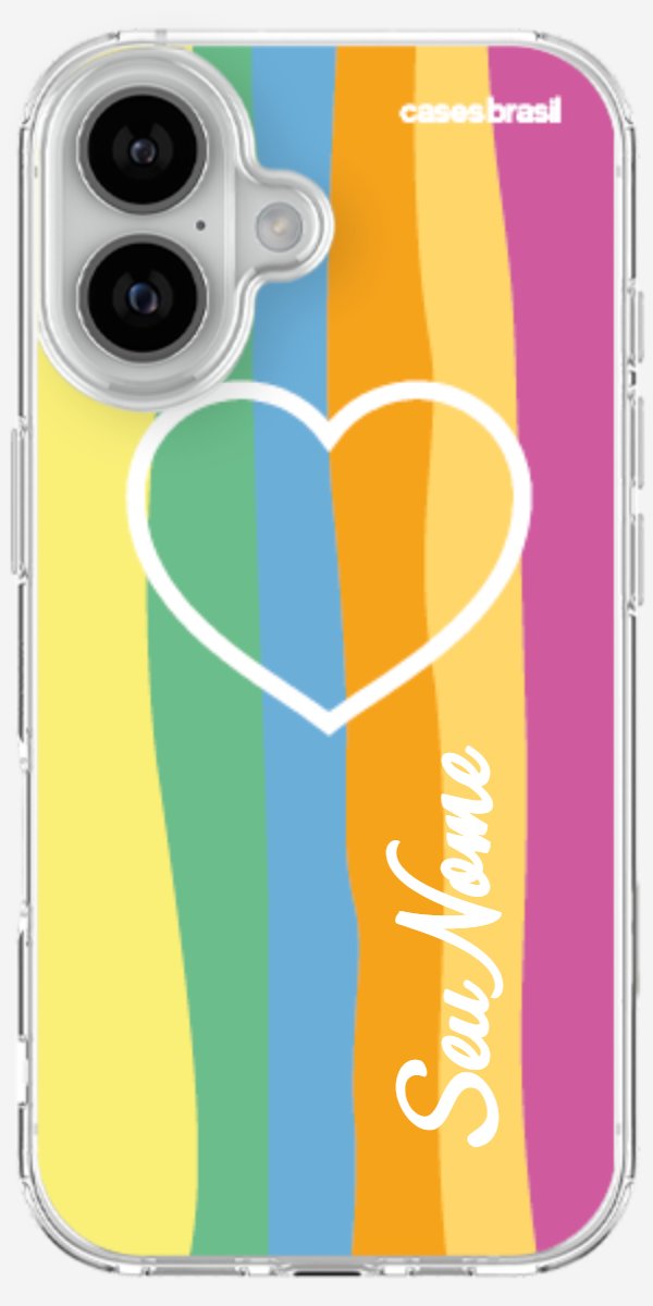 Capinha para Celular Coração delicado Arco-íris Vertical