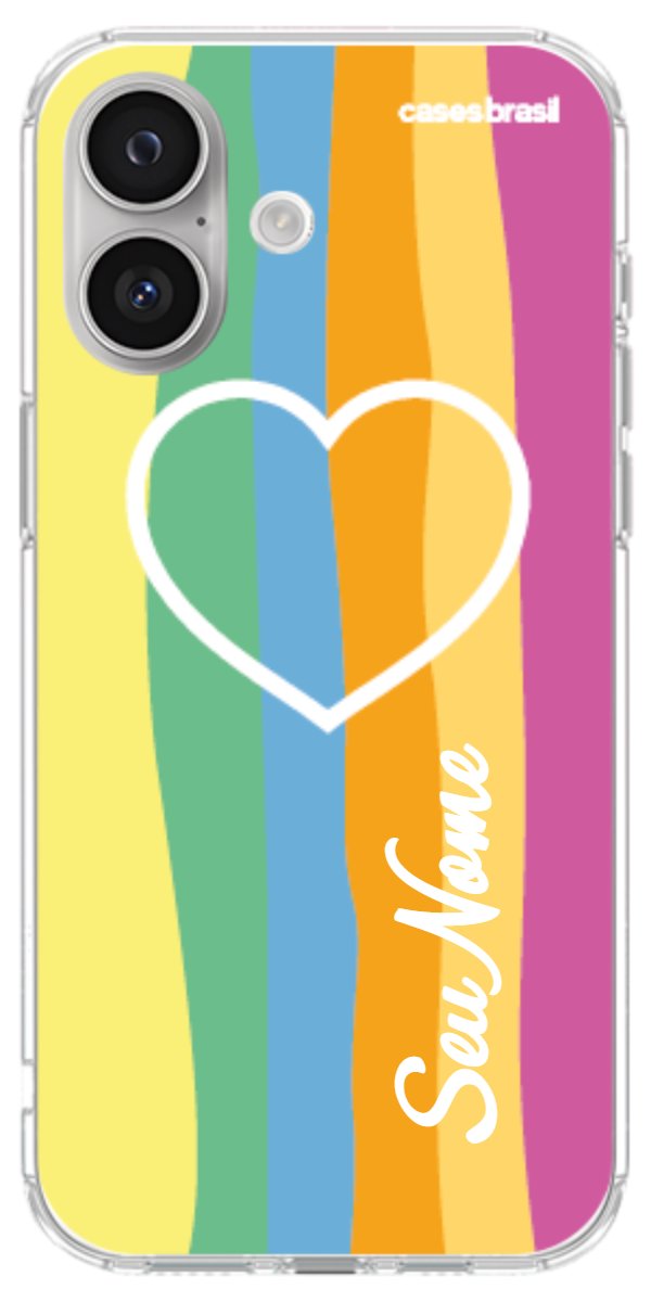 Capinha para Celular Coração delicado Arco-íris Vertical