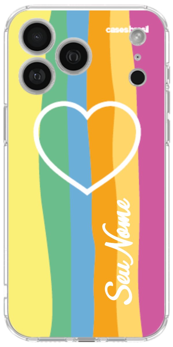 Capinha para Celular Coração delicado Arco-íris Vertical