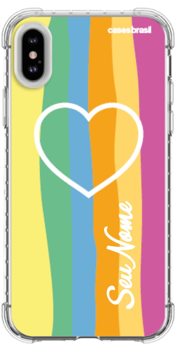 Capinha para Celular Coração delicado Arco-íris Vertical