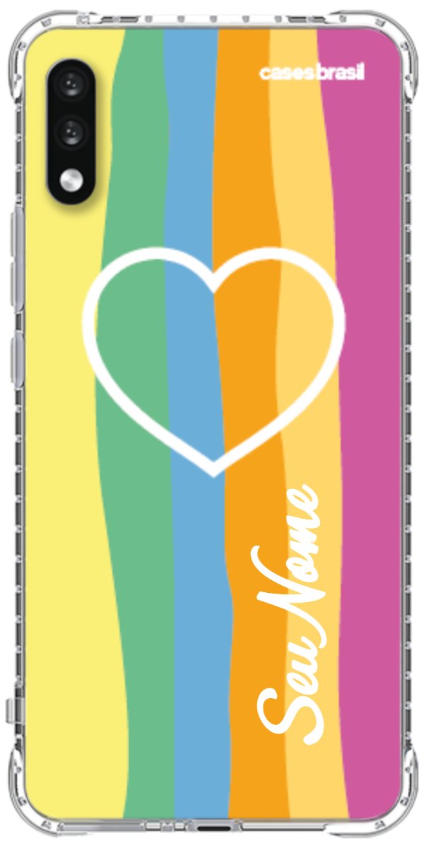 Capinha para Celular Coração delicado Arco-íris Vertical