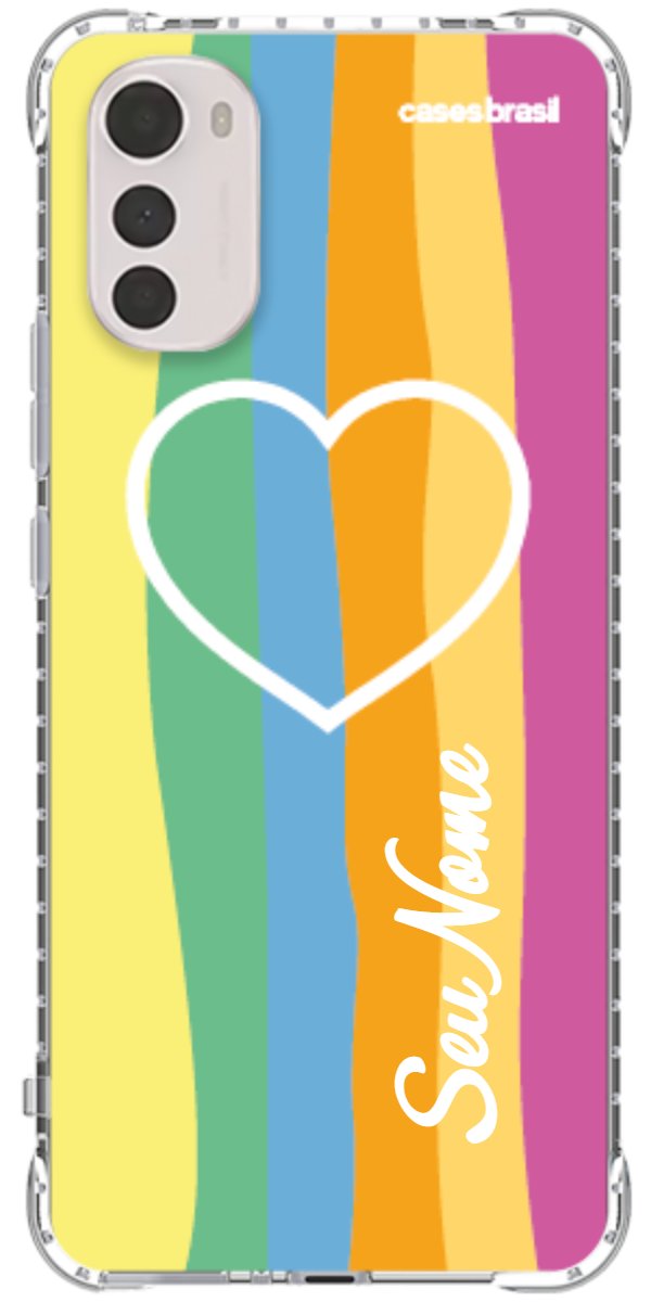 Capinha para Celular Coração delicado Arco-íris Vertical