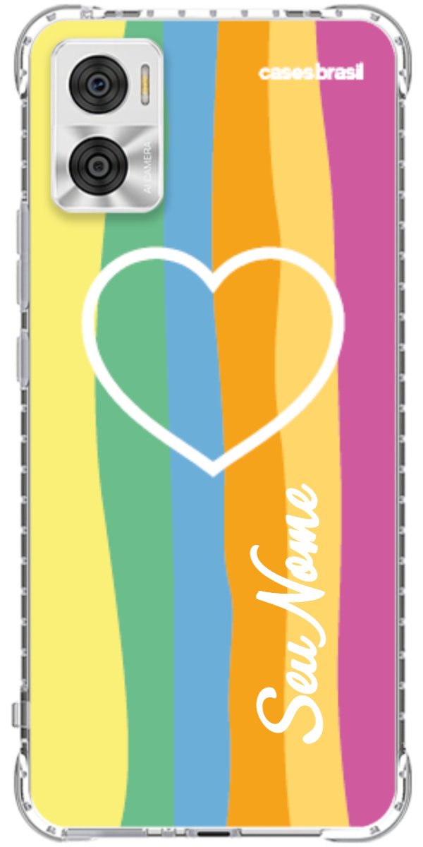 Capinha para Celular Coração delicado Arco-íris Vertical