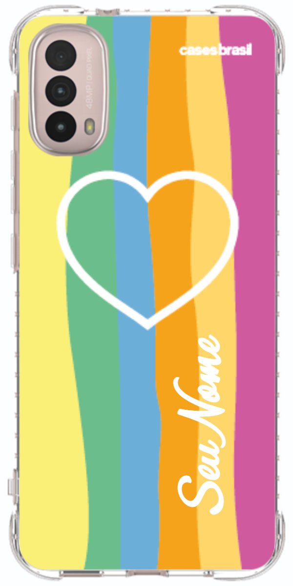 Capinha para Celular Coração delicado Arco-íris Vertical