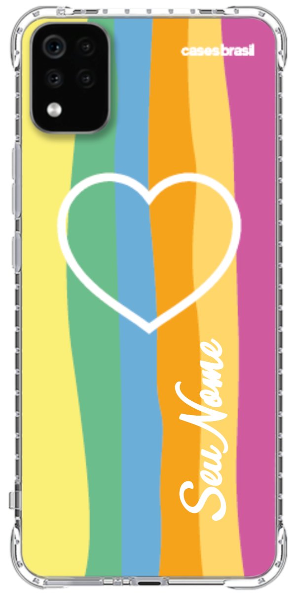 Capinha para Celular Coração delicado Arco-íris Vertical
