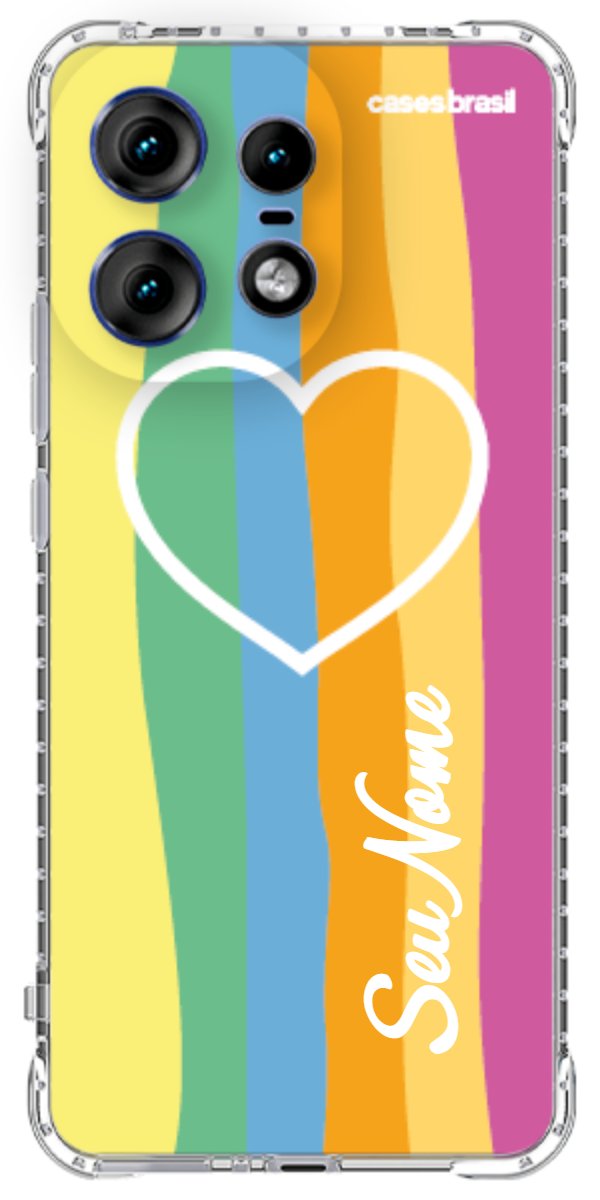 Capinha para Celular Coração delicado Arco-íris Vertical