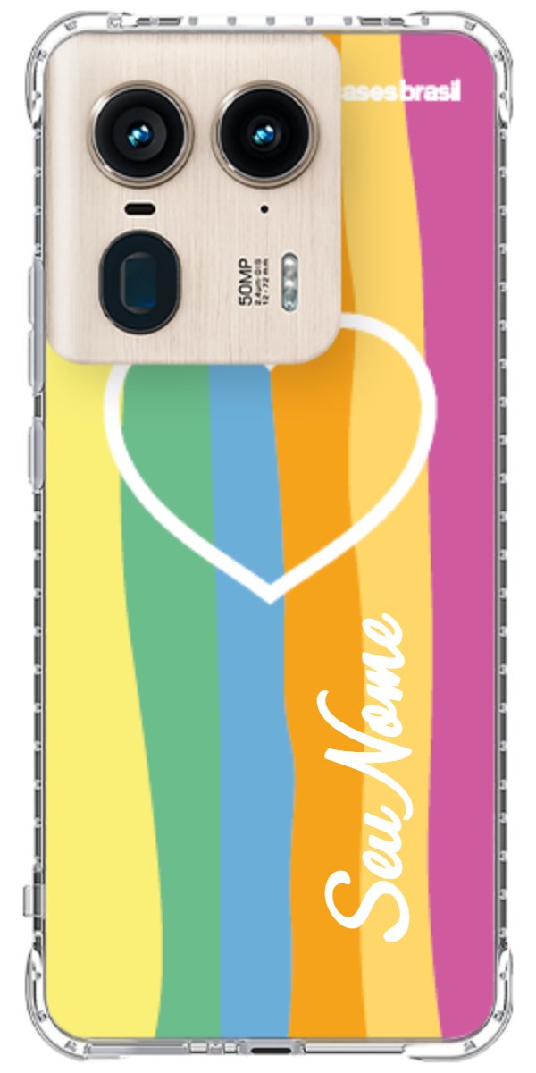 Capinha para Celular Coração delicado Arco-íris Vertical