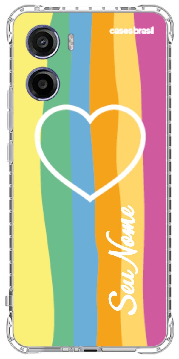 Capinha para Celular Coração delicado Arco-íris Vertical