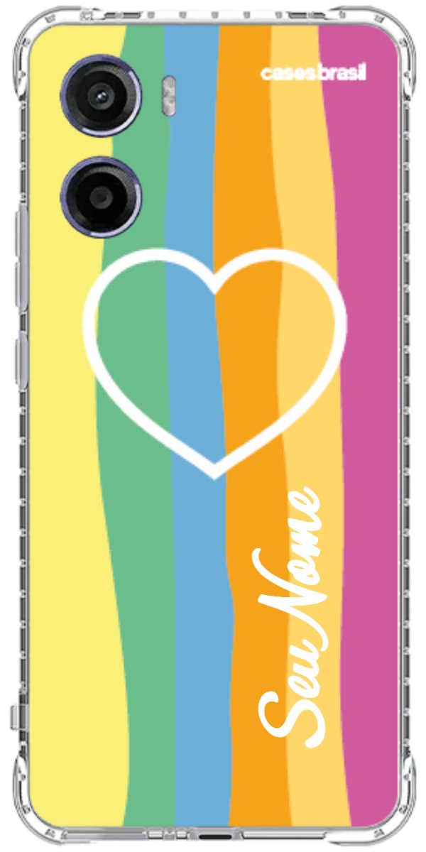 Capinha para Celular Coração delicado Arco-íris Vertical