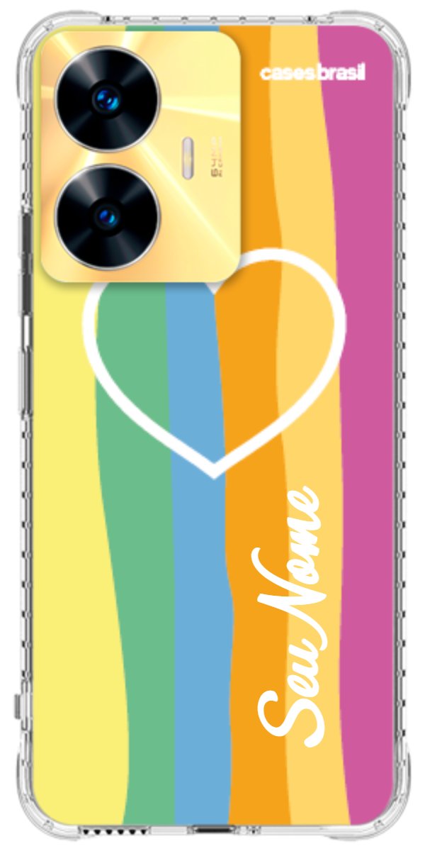 Capinha para Celular Coração delicado Arco-íris Vertical