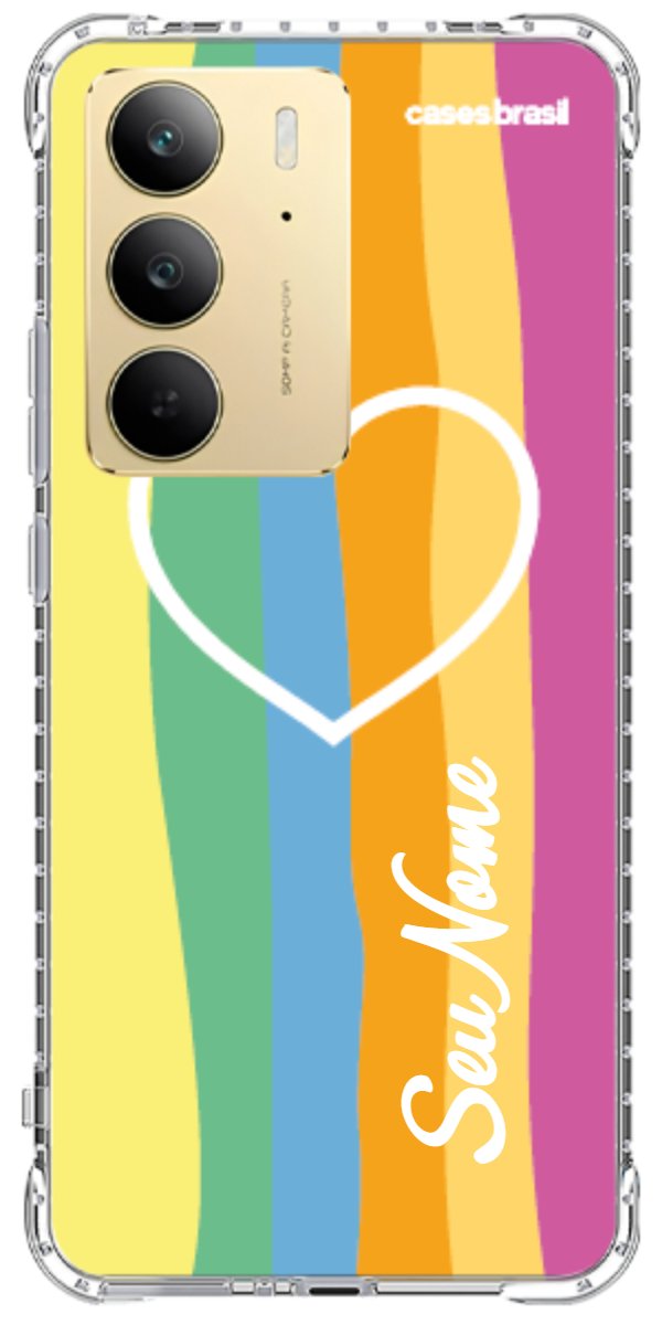 Capinha para Celular Coração delicado Arco-íris Vertical