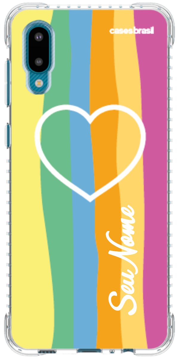 Capinha para Celular Coração delicado Arco-íris Vertical
