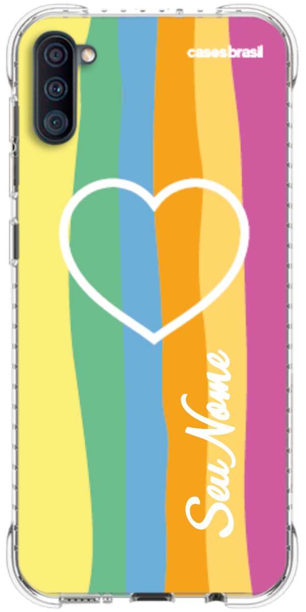 Capinha para Celular Coração delicado Arco-íris Vertical