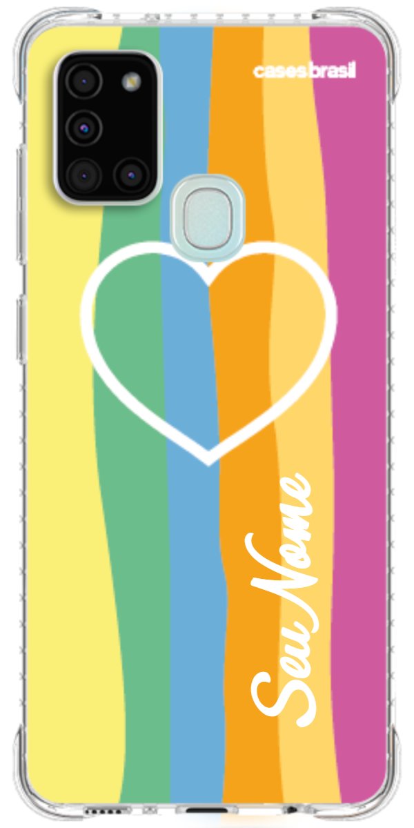 Capinha para Celular Coração delicado Arco-íris Vertical