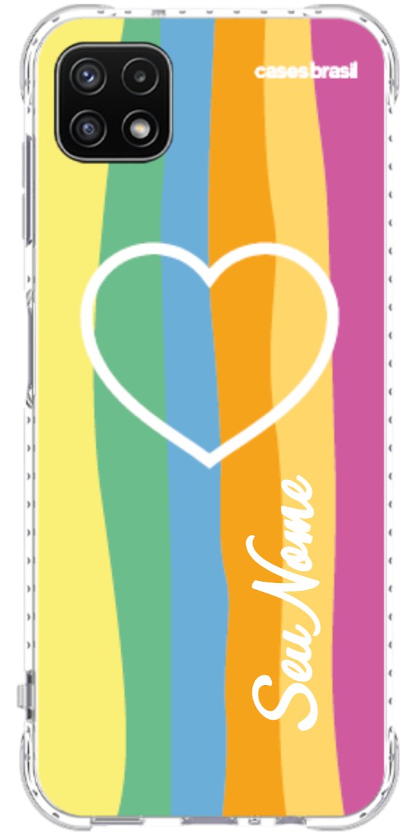 Capinha para Celular Coração delicado Arco-íris Vertical