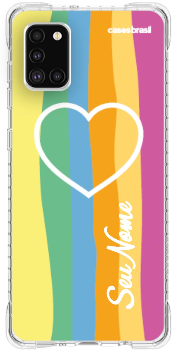 Capinha para Celular Coração delicado Arco-íris Vertical