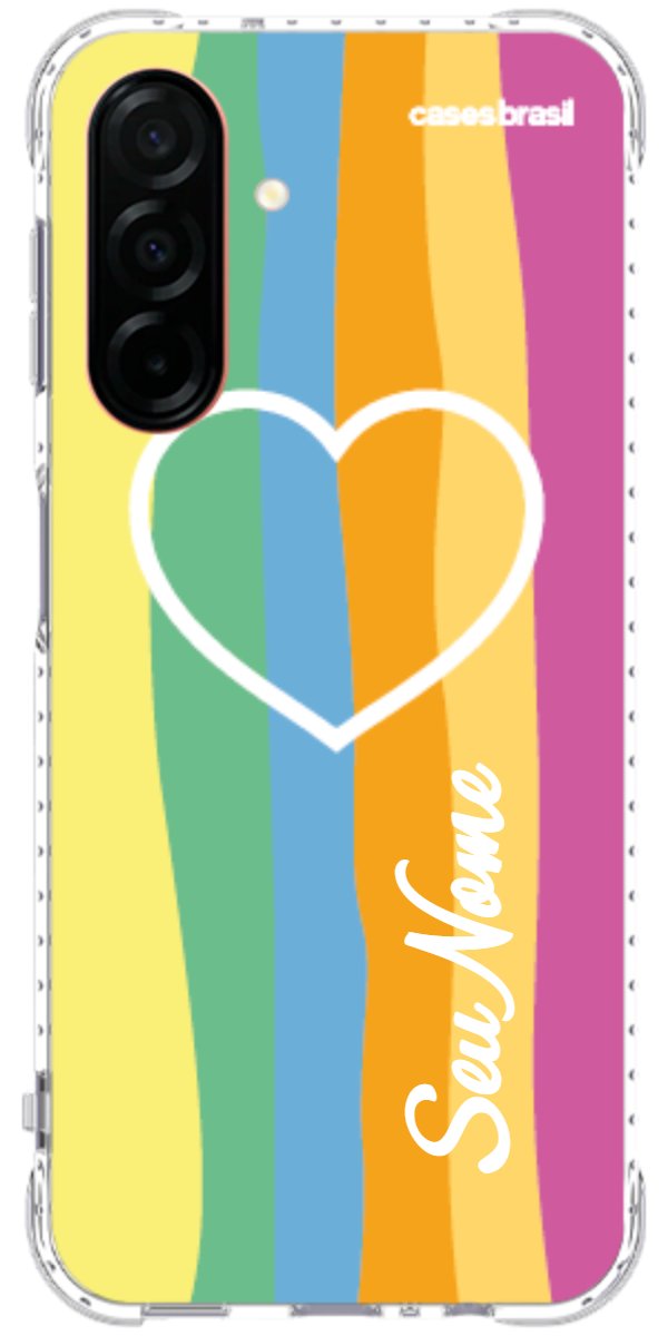 Capinha para Celular Coração delicado Arco-íris Vertical