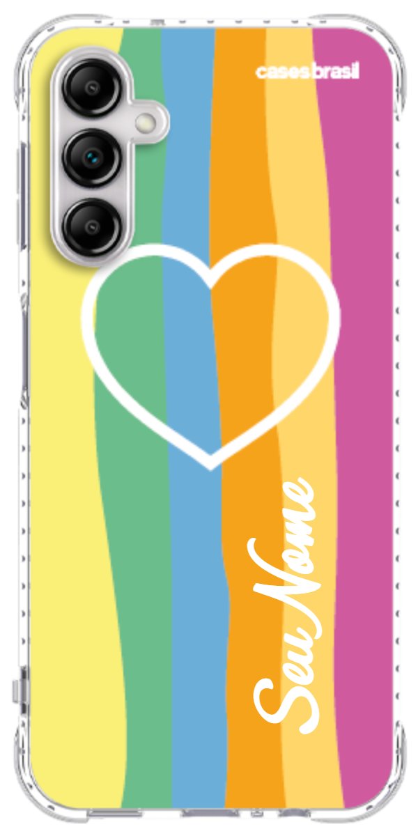 Capinha para Celular Coração delicado Arco-íris Vertical