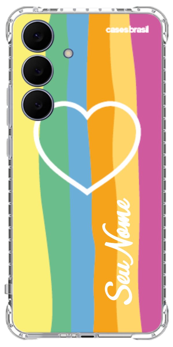 Capinha para Celular Coração delicado Arco-íris Vertical