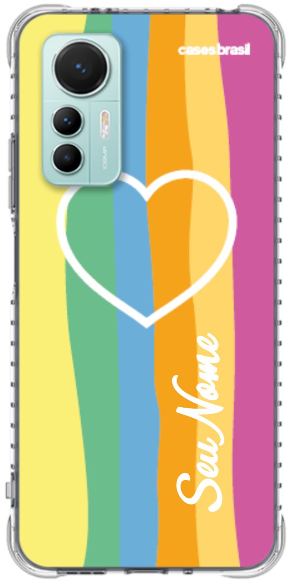 Capinha para Celular Coração delicado Arco-íris Vertical