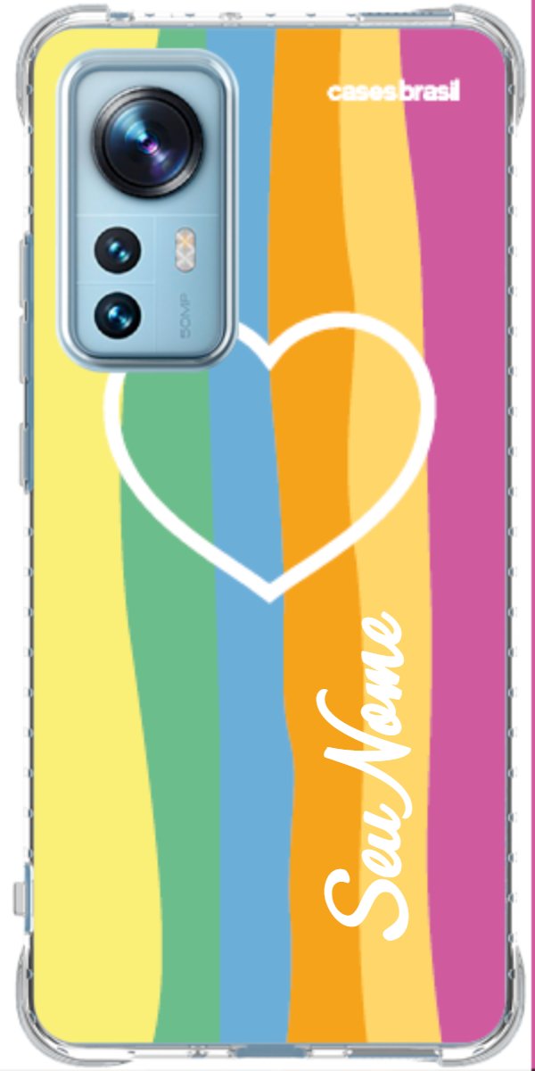 Capinha para Celular Coração delicado Arco-íris Vertical