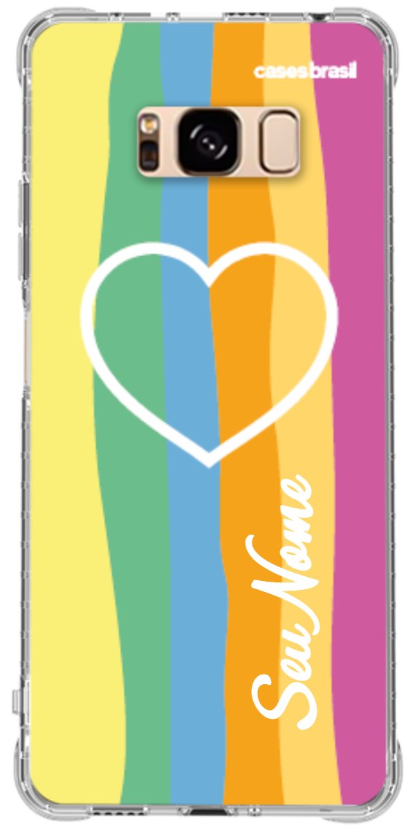 Capinha para Celular Coração delicado Arco-íris Vertical