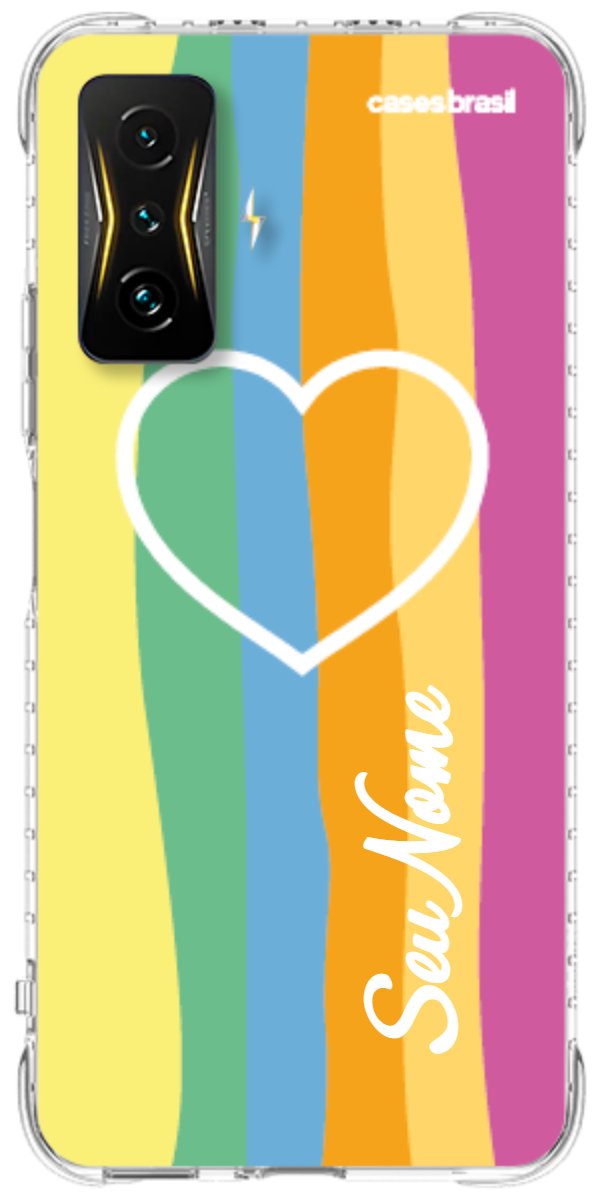 Capinha para Celular Coração delicado Arco-íris Vertical