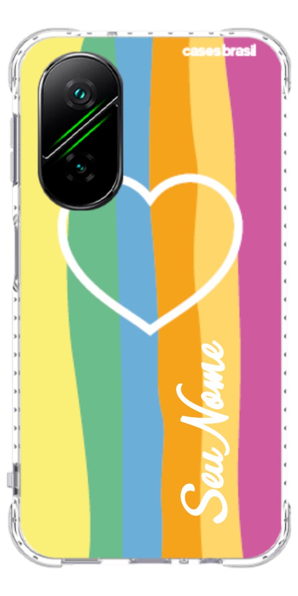 Capinha para Celular Coração delicado Arco-íris Vertical