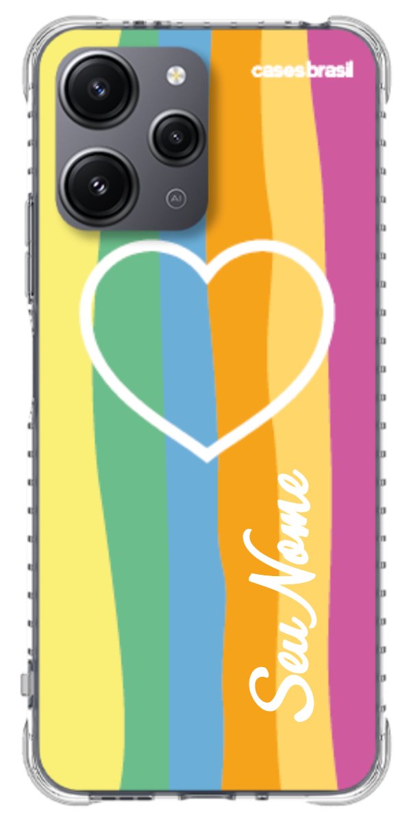 Capinha para Celular Coração delicado Arco-íris Vertical
