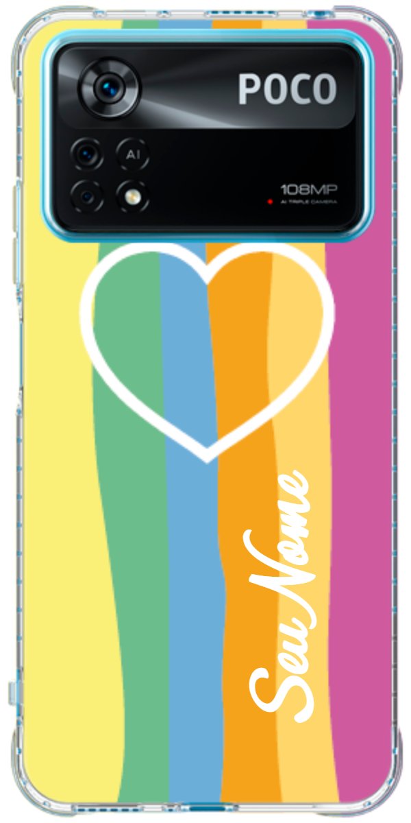 Capinha para Celular Coração delicado Arco-íris Vertical