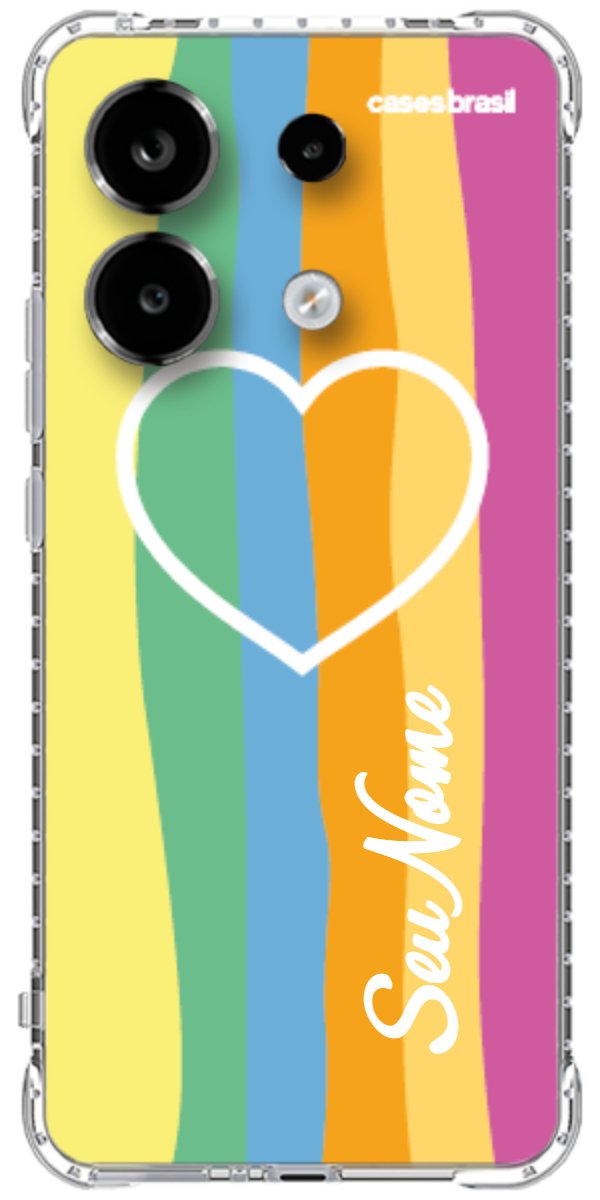 Capinha para Celular Coração delicado Arco-íris Vertical