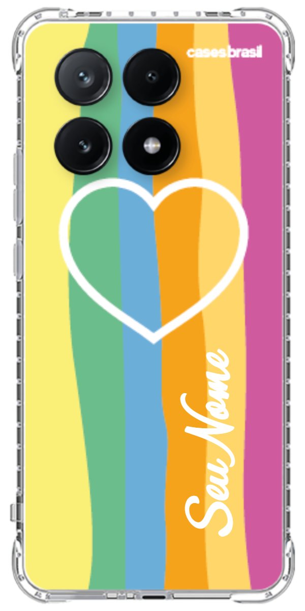 Capinha para Celular Coração delicado Arco-íris Vertical