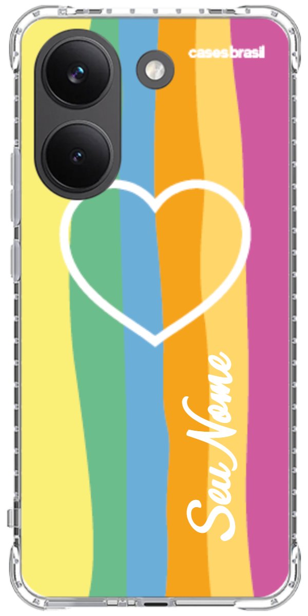 Capinha para Celular Coração delicado Arco-íris Vertical