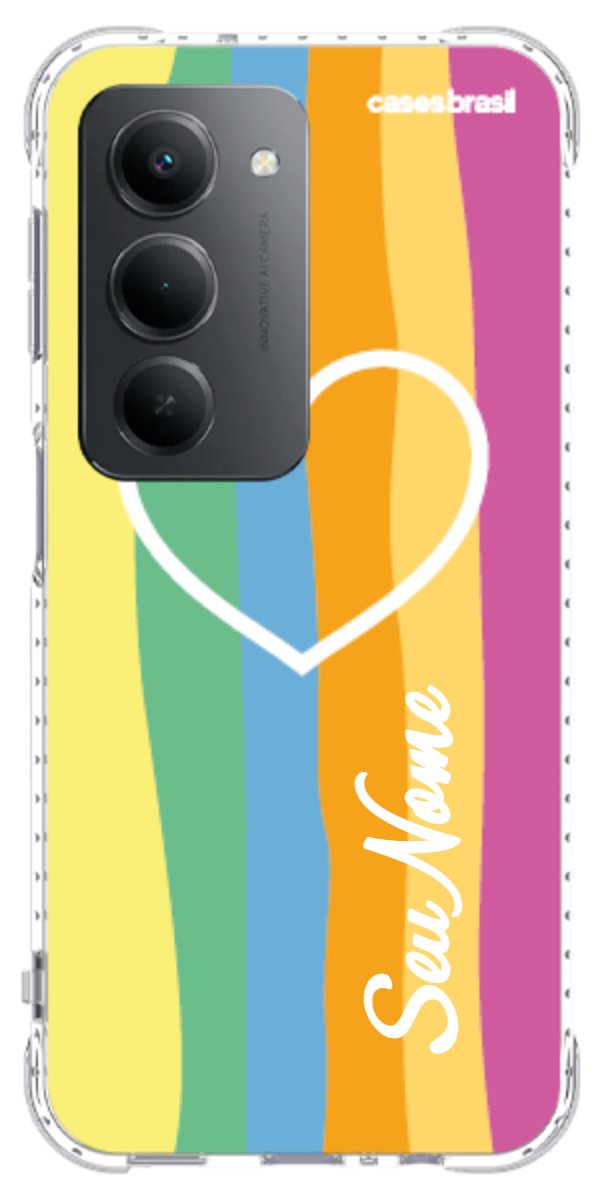 Capinha para Celular Coração delicado Arco-íris Vertical
