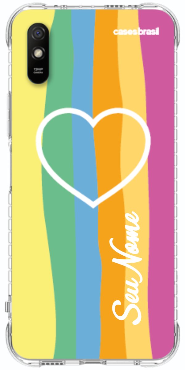 Capinha para Celular Coração delicado Arco-íris Vertical