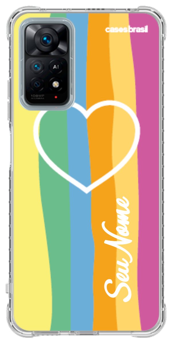 Capinha para Celular Coração delicado Arco-íris Vertical