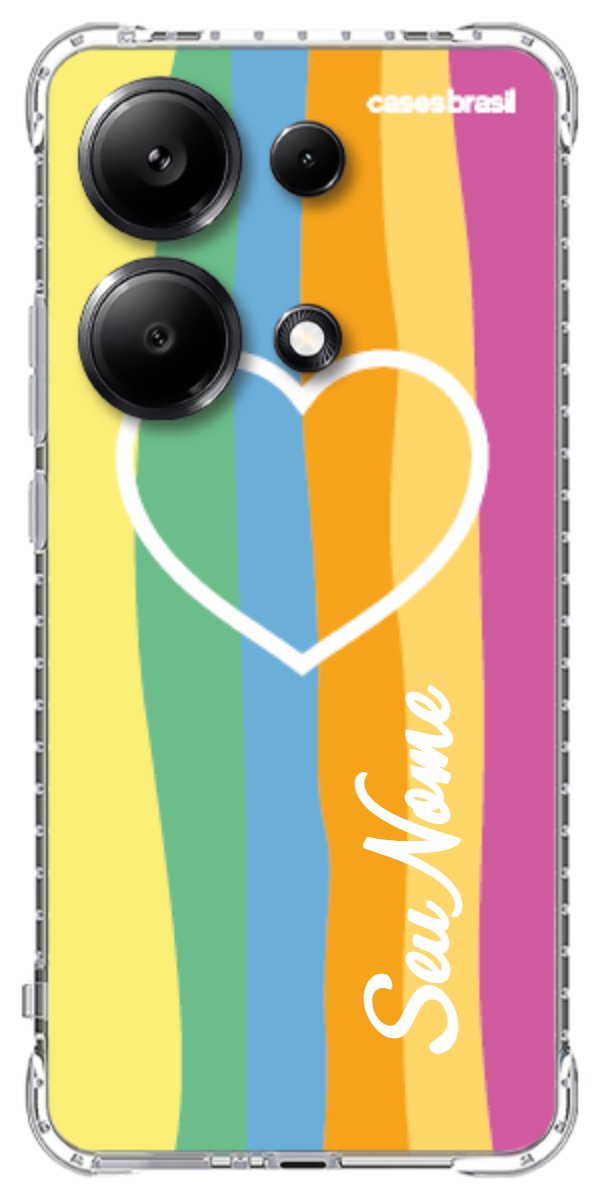 Capinha para Celular Coração delicado Arco-íris Vertical