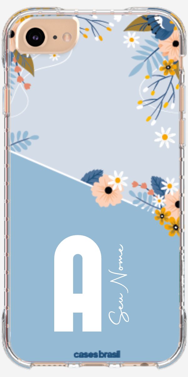 Capinha para Celular Ramo de Flores Azul