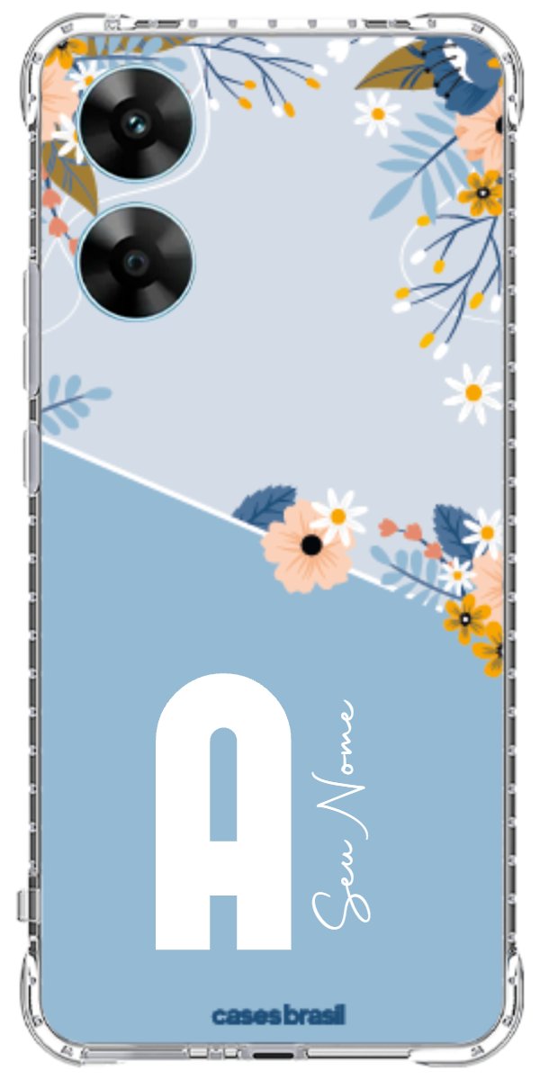 Capinha para Celular Ramo de Flores Azul