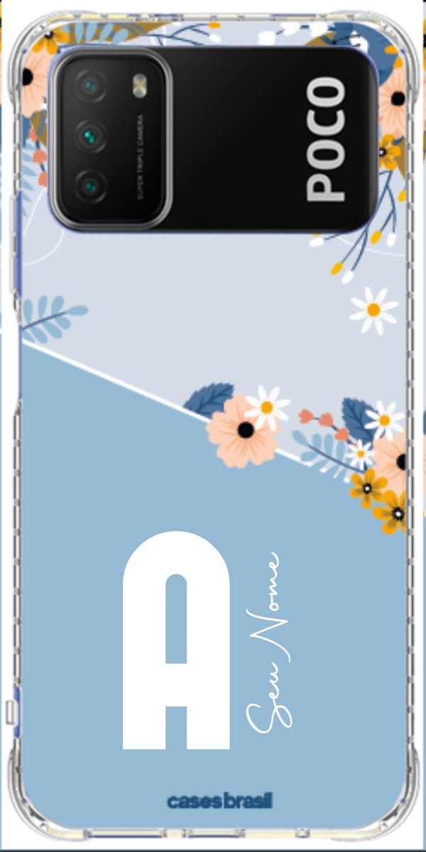 Capinha para Celular Ramo de Flores Azul