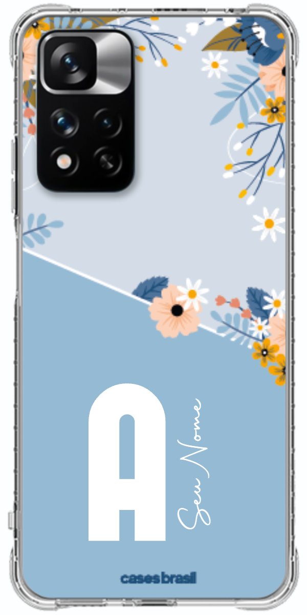 Capinha para Celular Ramo de Flores Azul
