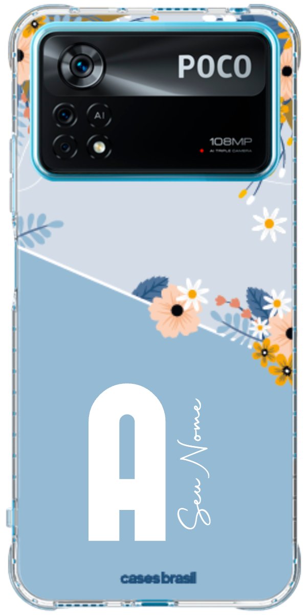 Capinha para Celular Ramo de Flores Azul