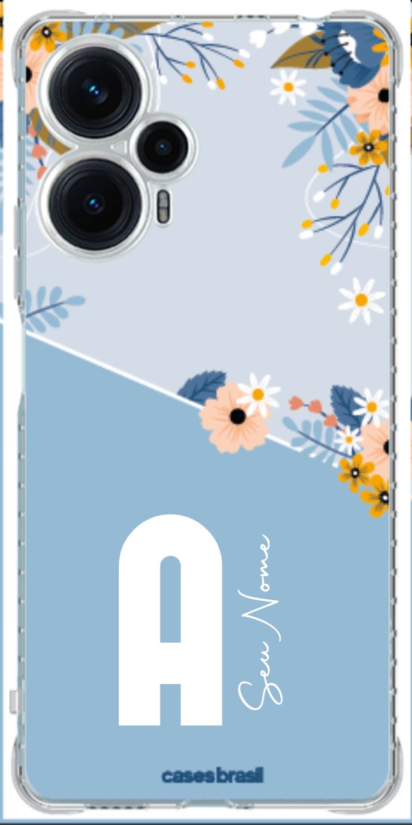 Capinha para Celular Ramo de Flores Azul